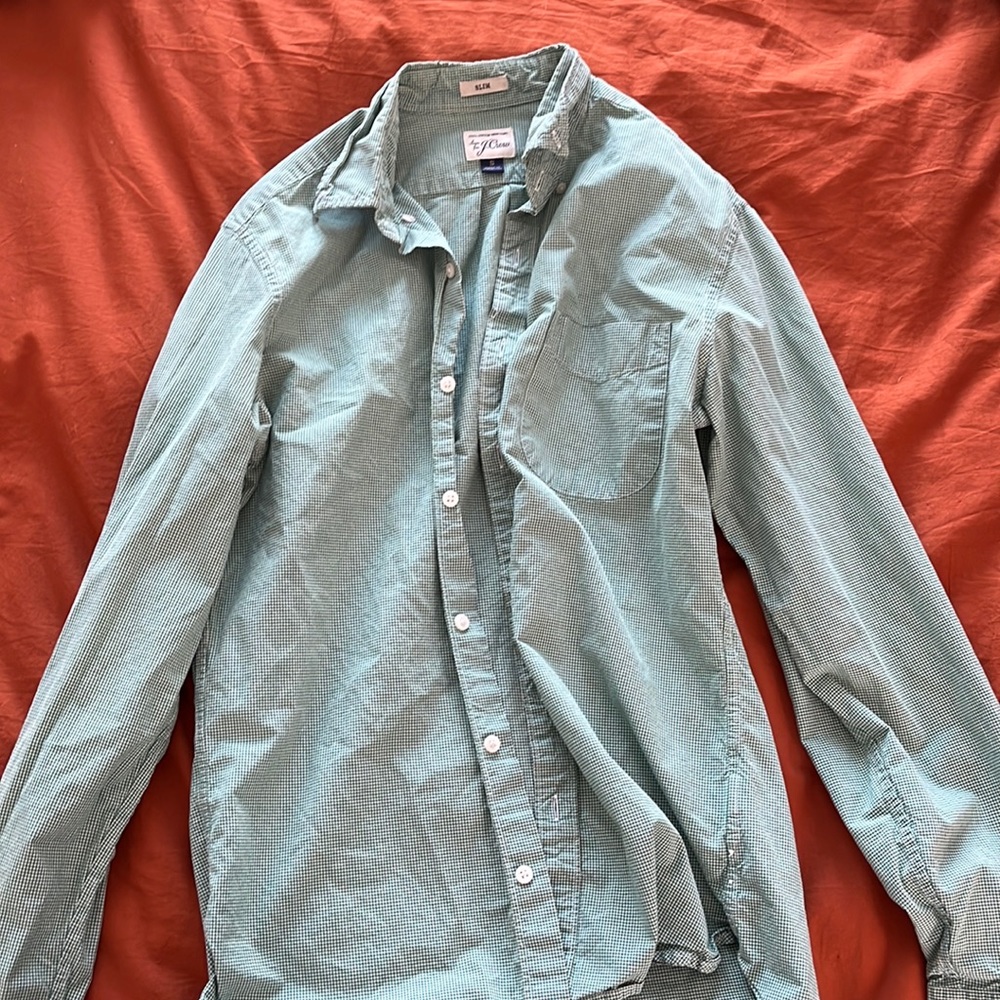 J. Crew Green plaid button down shirt